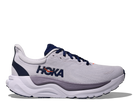 White running shoe with blue accents on a white background