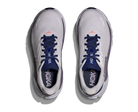 Gray and blue running shoes with Hoka branding on a white background