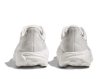 White athletic shoes shown from the back on a white background