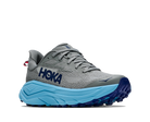 Gray and blue running shoe with Hoka branding on a white background