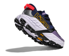 Multicolored running shoe with 'Hoka' branding on a white background