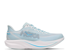 Light blue running shoe with white sole on a white background