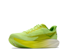 Bright yellow running shoe on a white background