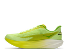 Bright green running shoe on a white background