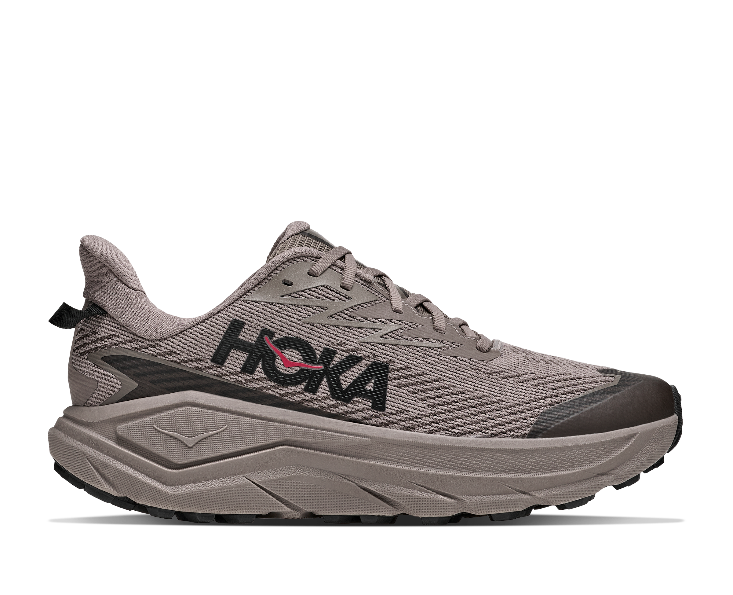 Gray running shoe with Hoka branding on a white background