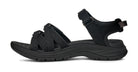 Black sandal with multiple straps on a white background