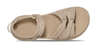Beige sandal with multiple straps on a white background
