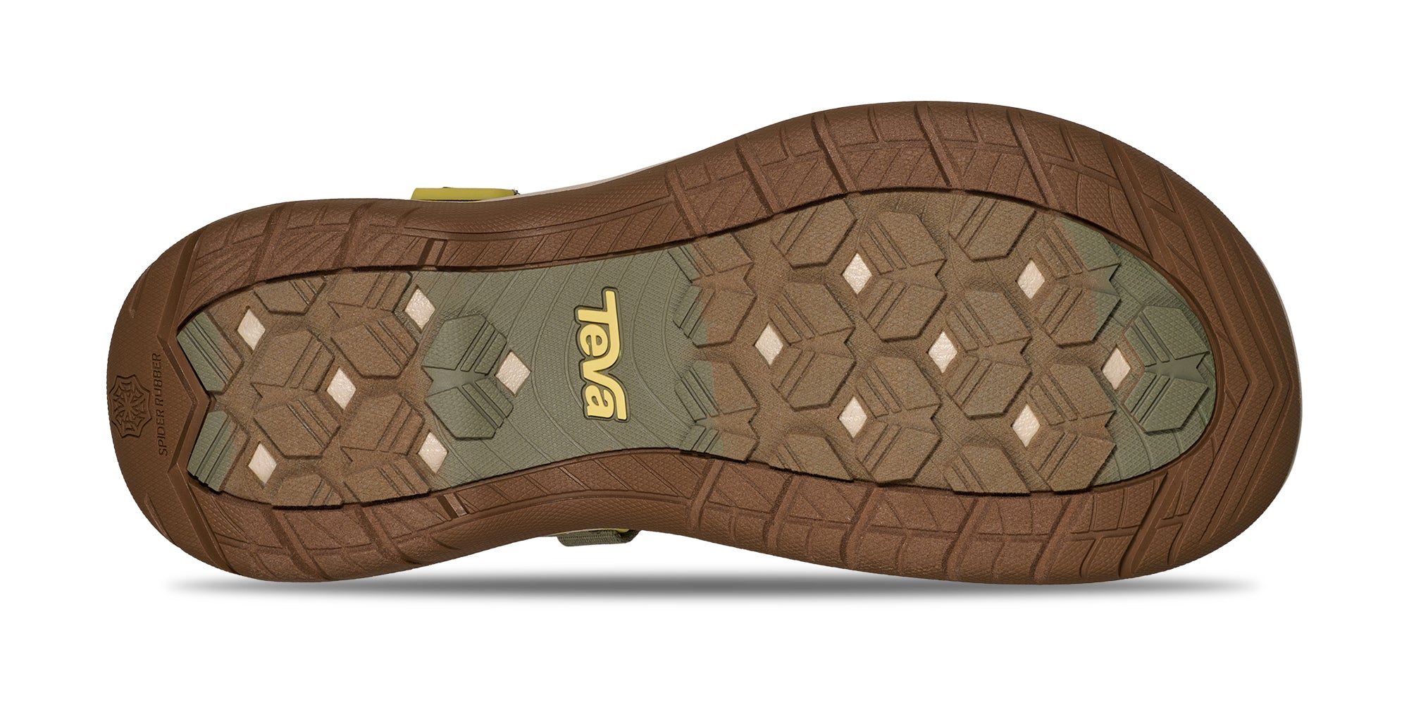 Teva sandal sole with tread pattern on a white background