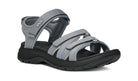 Gray sandal with black sole on a white background