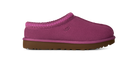 A single UGG slip-on clog shoe in a magenta pink suede-like material with a matching knit collar and a brown sole, shown against a plain white background.