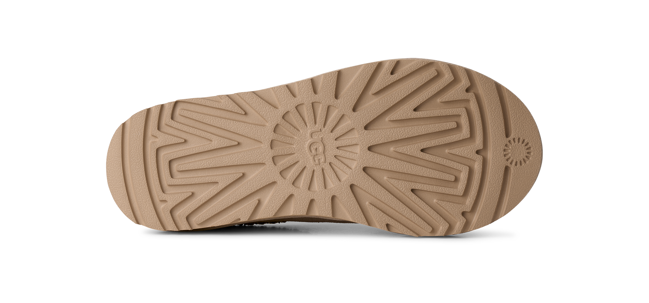 Close-up of a brown shoe sole on a white background