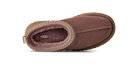 A single UGG slipper shown from a top-down view on a clean white background. The slipper features a dusty rose-brown suede exterior, a matching fuzzy interior, and a decorative stitched trim around the opening.