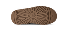 A close-up, top-down view of a brown textured shoe sole, showing the tread pattern and a circular UGG logo embossed in the center, on a white background.