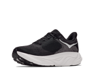Black running shoe with white sole on a white background