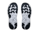 Pair of shoe insoles with a white and black design on a white background