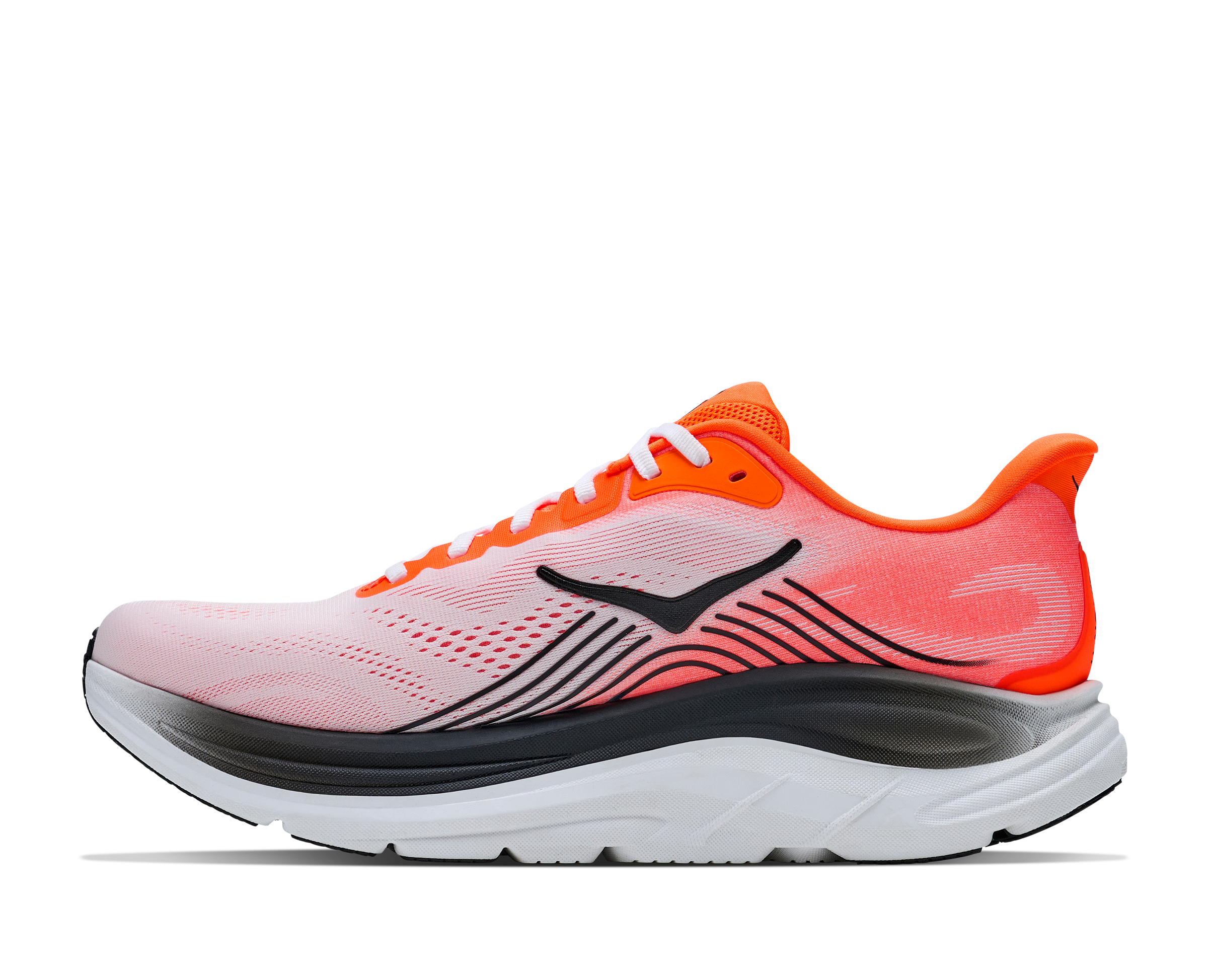 Pink and orange running shoe on a white background