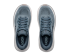 Pair of gray running shoes with 'Hoka' branding on a white background