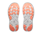 White shoe insoles with orange rubber outsole on a white background