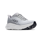 Gray running shoe with 'Hoka' branding on a white background