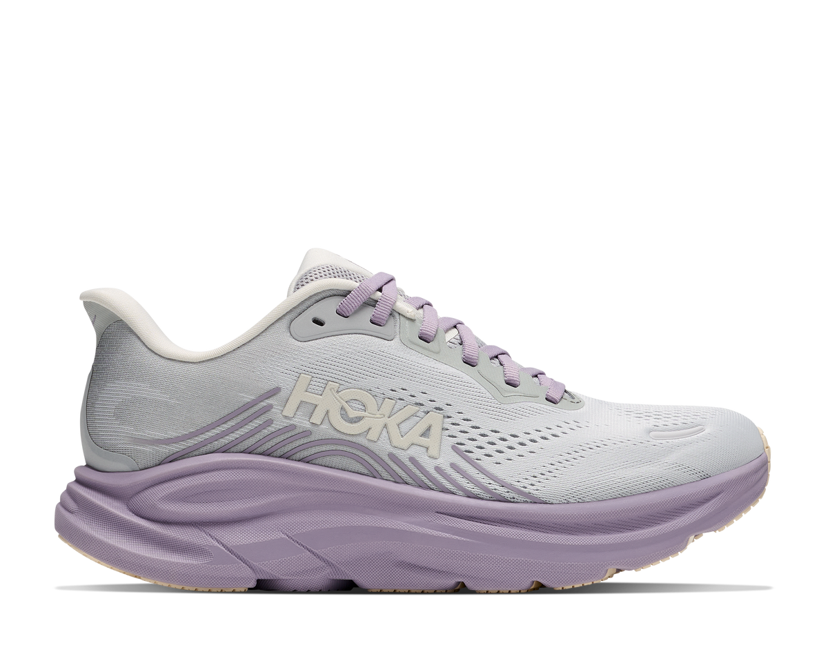 Light purple running shoe with 'Hoka' branding on a white background