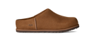 Brown suede UGG slipper on a white background