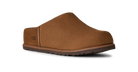 Brown slip-on shoe with UGG logo on a white background