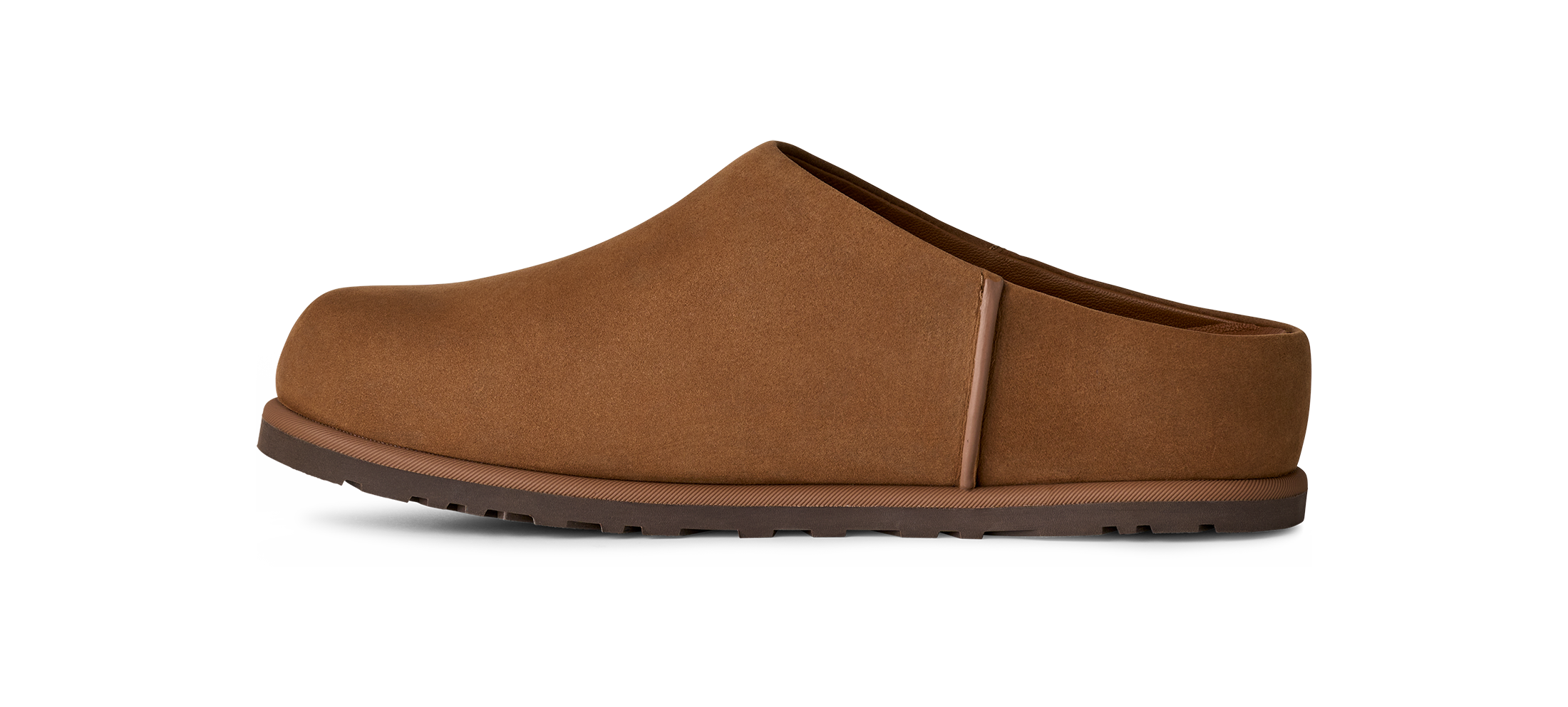 Brown slip-on shoe on a white background