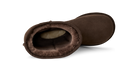 A single brown suede slipper boot with a plush brown shearling lining, shown from a side profile view on a white background.