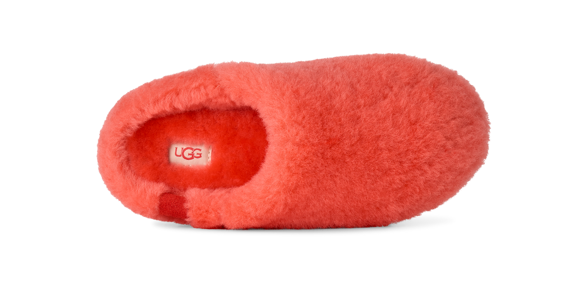 Red UGG slipper on a white background