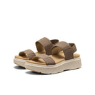 Brown sandals with platform sole on a white background