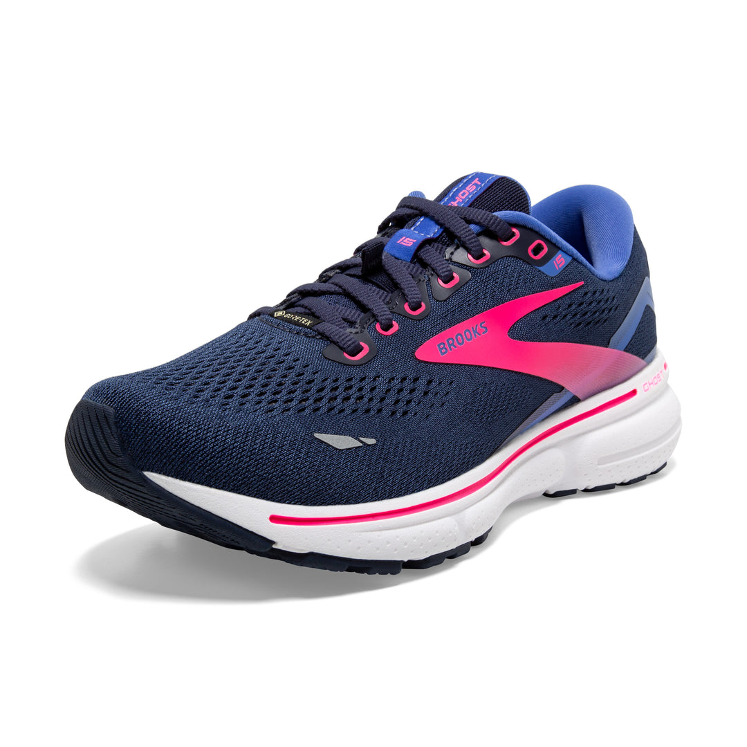 Women's Brooks Ghost 15 GTX Color: Peacoat/Blue/Pink