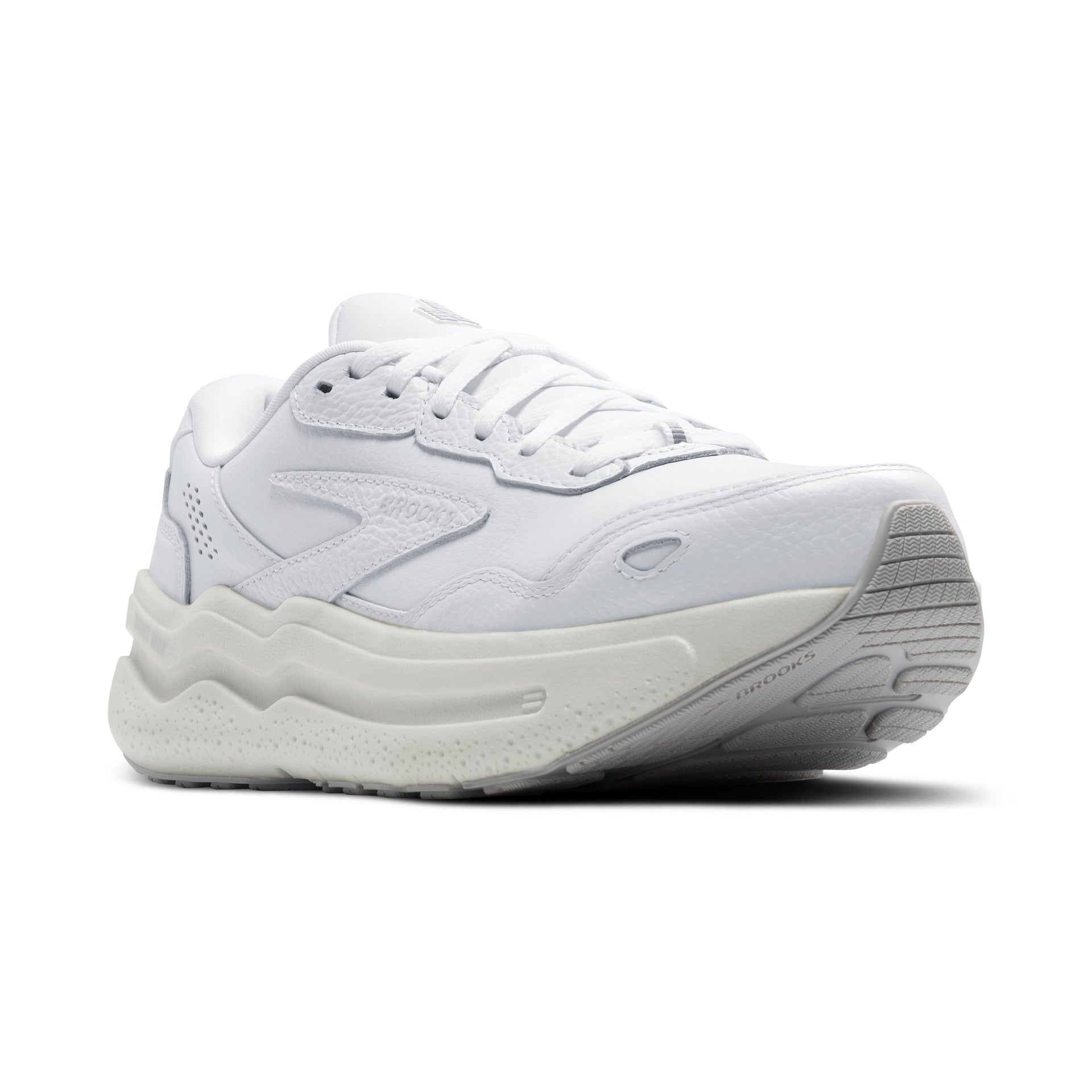 Brooks Ghost Max Leather (Women's) - White/White 11 / Wide (D)