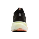 Black running shoe with a white sole on a white background