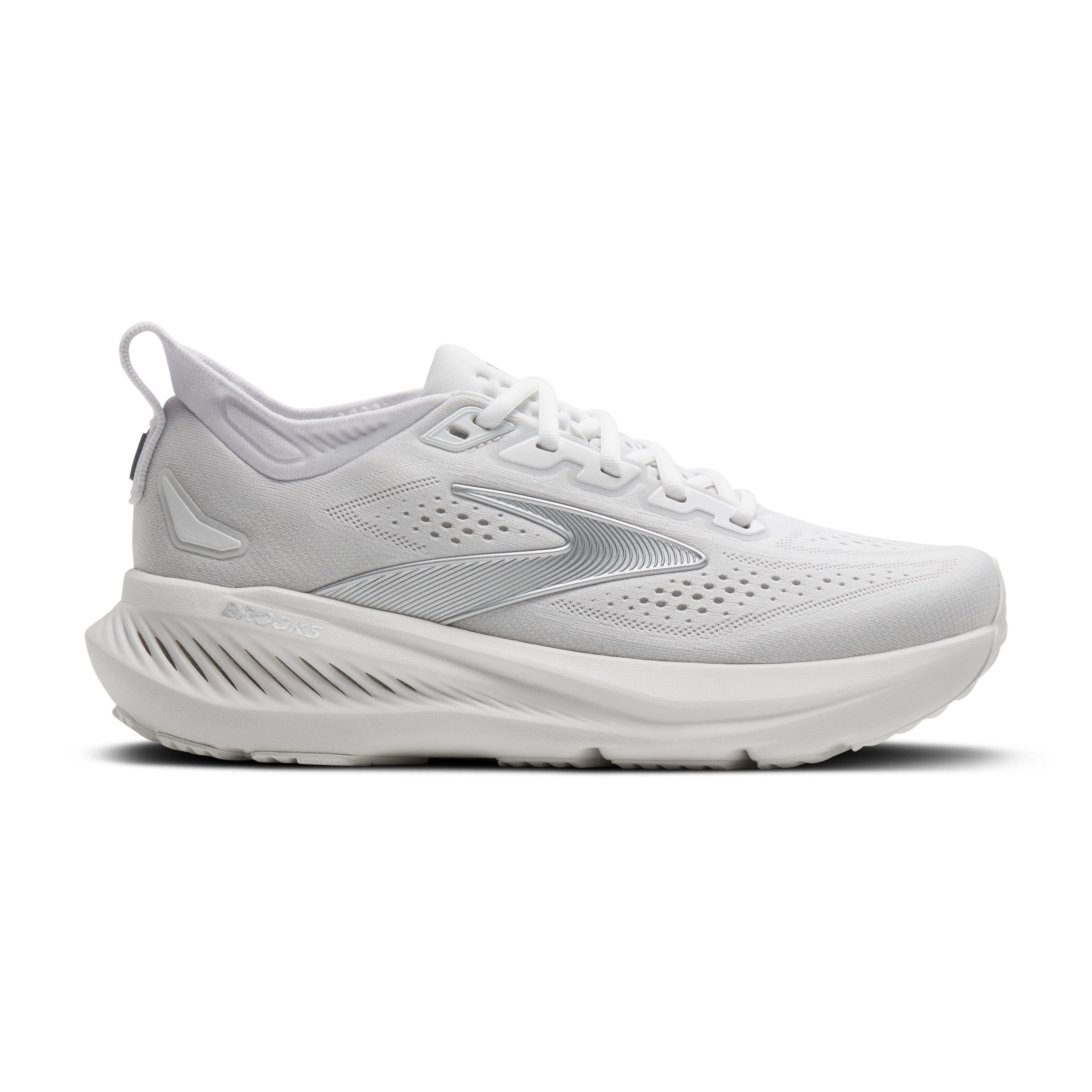 Gray and brown athletic shoe on a white background