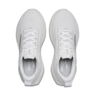 Pair of white running shoes on a white background