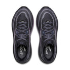 Pair of black running shoes with gray accents on a white background