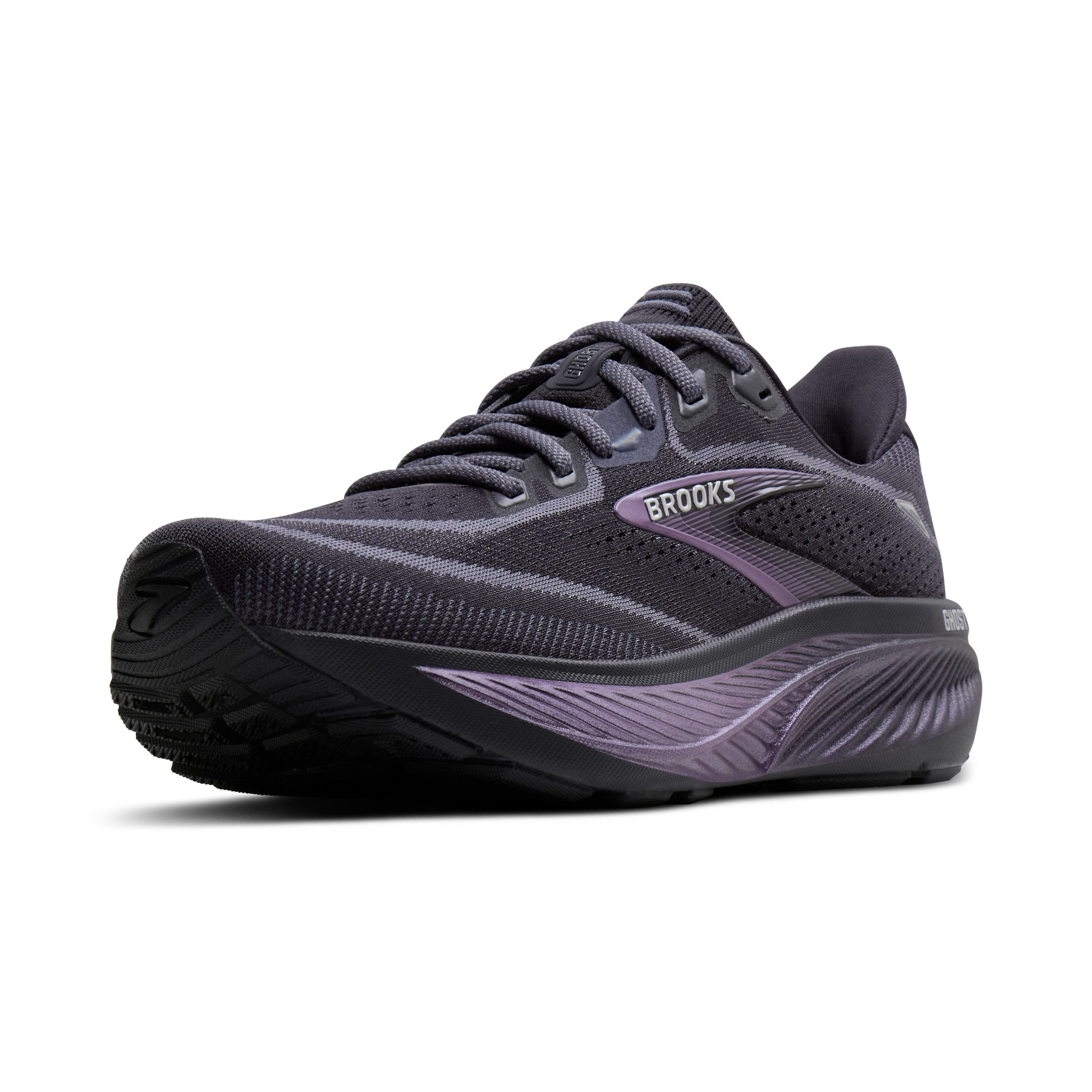 Black athletic shoe on a light gray background