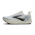 Brooks Ghost Max running shoe in white and light gray with a black logo and blue accent details, shown from a side profile on a white background.
