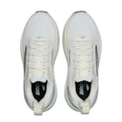 A pair of white Brooks running shoes shown from a top-down view on a solid white background.