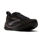 Black running shoe with visible 'Brooks' logo on a white background