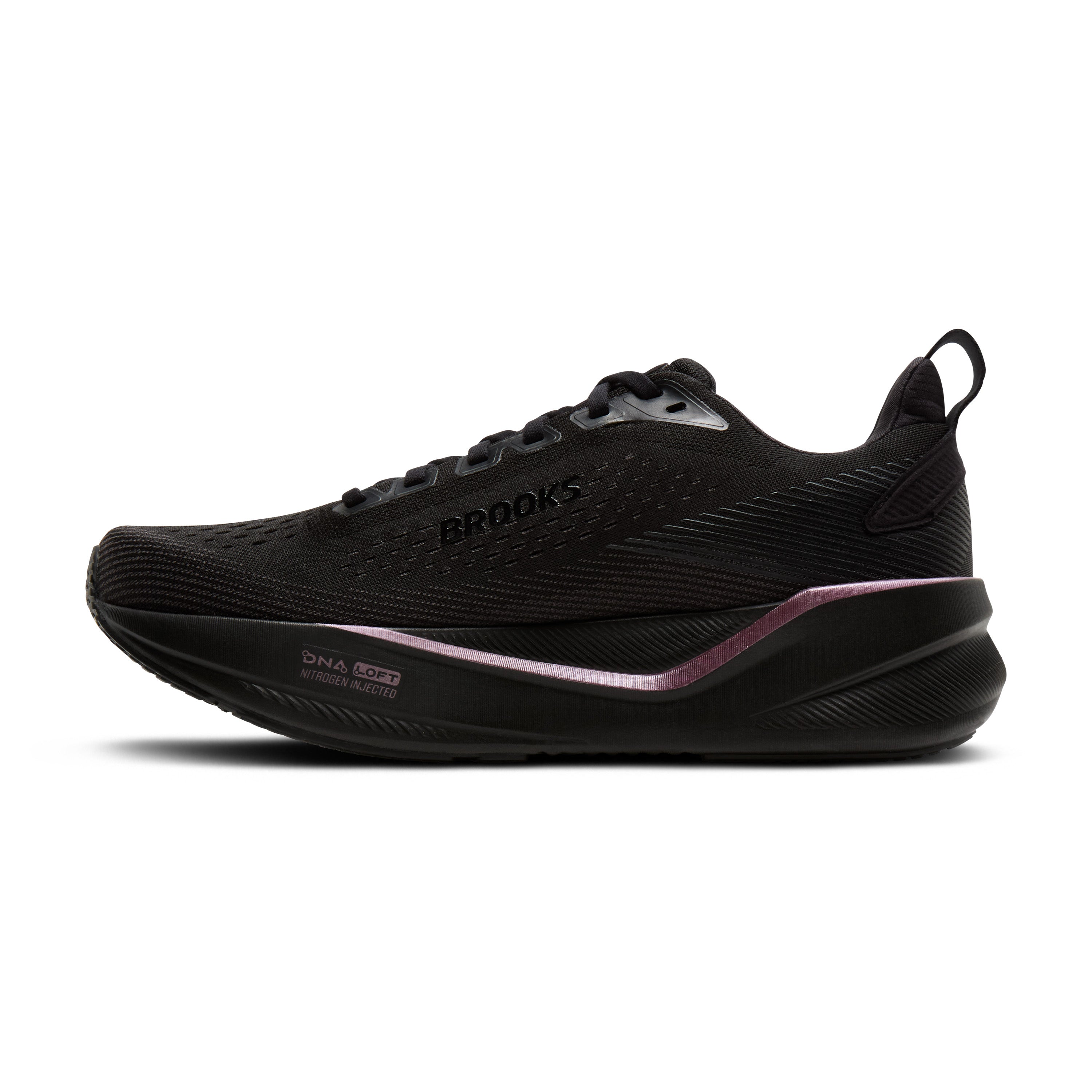 Black athletic shoe on a white background