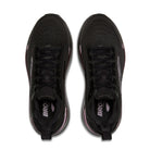 A pair of black Brooks running shoes shown from a top-down view against a light gray background.