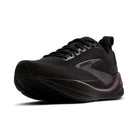 Black running shoe with visible brand logo on a white background