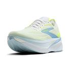 Light blue and white running shoe with Brooks logo on a white background