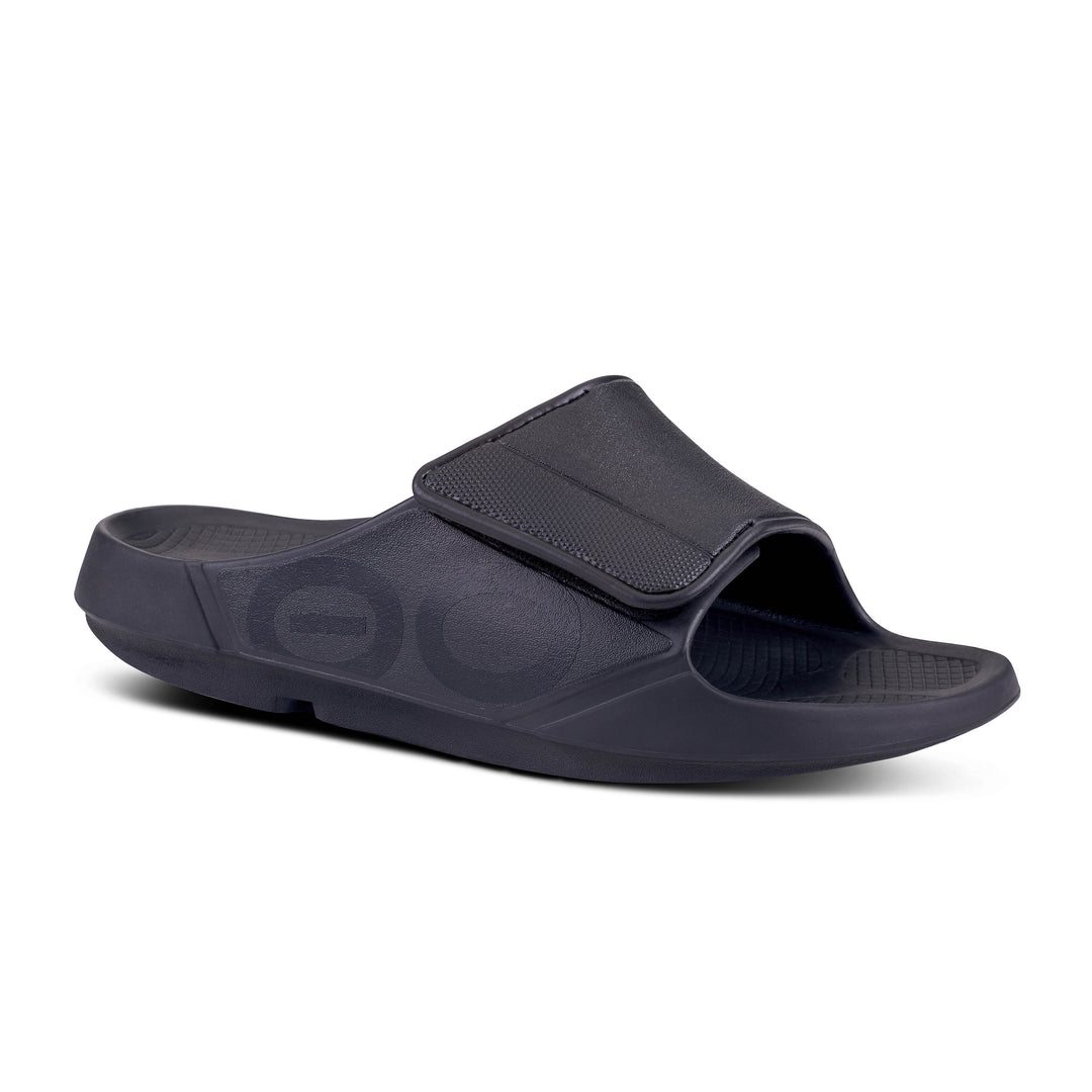 Unisex OOfos OOahh Sport Flex Sandal Color: Matte Black 1