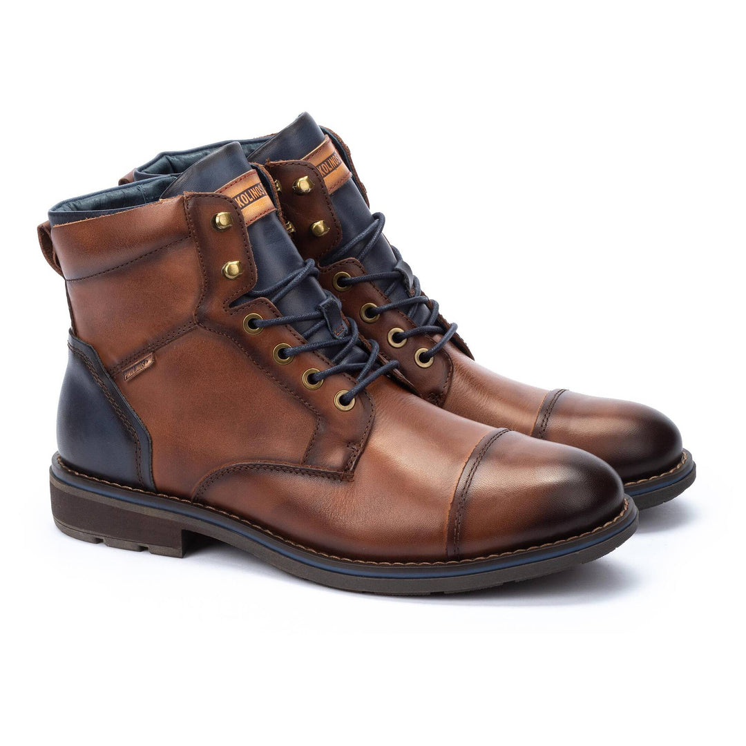 Men's Pikolinos York Two-Tone Leather Lace-Up Boots Color: Cuero