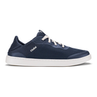 Navy blue sneaker with white sole on a white background