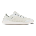 White sneaker with brand logo on a white background
