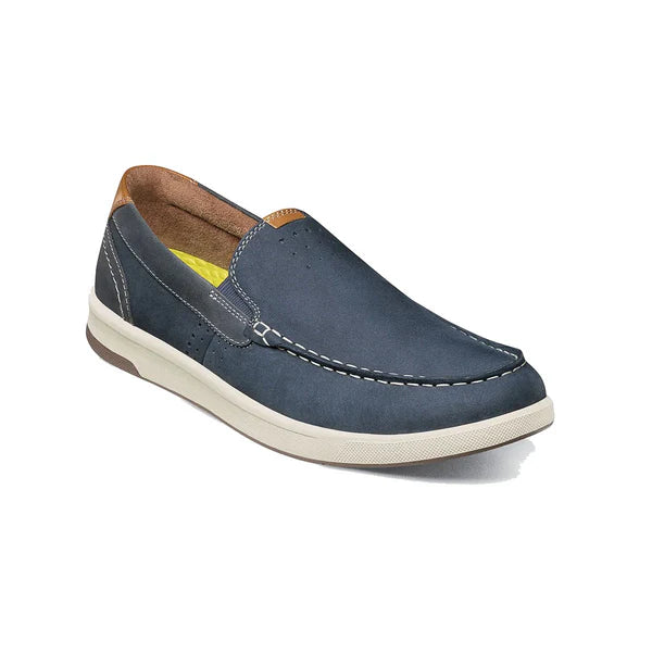 Blue loafer shoe on a white background