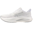 White running shoe with brand logo on a white background